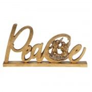 GOLD PEACE SIGN ANGELS RESIN 9"L