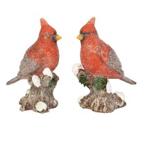 4pk -CARDINAL ON BRANCH FROSTED RESIN 5.5"H - Pack of 4
