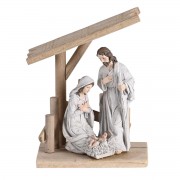 Nativity Holy Family In Wooden Creche8H Nativity Holy Family In Wooden Creche8H