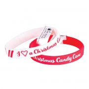 24pk -Silicone Bracelet CANDY CANE - (Pack of 24)