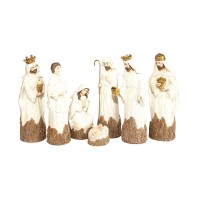 Nativity Set CreamWhite WoodLook 7Pc 8in