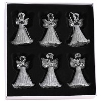 Ornament Praying Silver Angel Glass 3H
