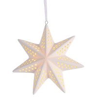 6pk -Ornament LED Porcelain Star 5H - Pack of 6