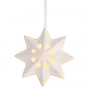 6pk -Ornament LED Porcelain Star 4H - Pack of 6