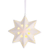 6pk -Ornament LED Porcelain Star 4H - Pack of 6