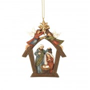 6pk -ANGEL WITH HOLY FAMILY ORNAMENT 4.5"H - Pack of 6 6pk -ANGEL WITH HOLY FAMILY ORNAMENT 4.5"H - Pack of 6