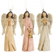 6pk -ANGEL ORNAMENT CARVED 3 ASSTD 3.5"H - Pack of 6 6pk -ANGEL ORNAMENT CARVED 3 ASSTD 3.5"H - Pack of 6