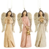 6pk -ANGEL ORNAMENT CARVED 3 ASSTD 3.5"H - Pack of 6 6pk -ANGEL ORNAMENT CARVED 3 ASSTD 3.5"H - Pack of 6