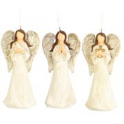 6pk -ANGEL ORNAMENT WOOD LOOK 3 ASSTED 5"H - Pack of 6 6pk -ANGEL ORNAMENT WOOD LOOK 3 ASSTED 5"H - Pack of 6