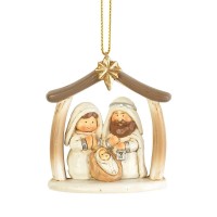 12pk -HOLY FAMILY IN CRECHE ORNAMENT 2.5" - Pack of 12