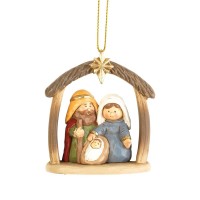 12pk -HOLY FAMILY IN CRECHE ORNAMENT 2.5" - Pack of 12