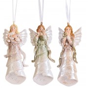 6pk -Ornament Musical Angels 3 Assorted 4in - Pack of 6