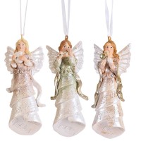 6pk -Ornament Musical Angels 3 Assorted 4in - Pack of 6