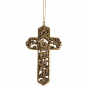4pk -Ornament Nativity Cross Gold Resin 4H - Pack of 4