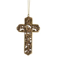 4pk -Ornament Nativity Cross Gold Resin 4H - Pack of 4