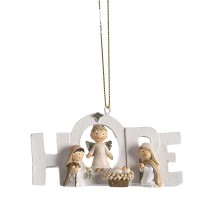 6pk -Ornament White Nativity Holy Family 2H - Pack of 6