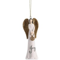 12pk -Ornament White Gold Glitter Angel Joy 4H - Pack of 12