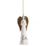 12pk -Ornament White Gold Glitter Angel Faith - Pack of 12