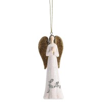 12pk -Ornament White Gold Glitter Angel Faith - Pack of 12 12pk -Ornament White Gold Glitter Angel Faith - Pack of 12