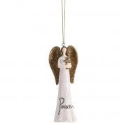 12pk -Ornament White Gold Glitter Angel Peace - Pack of 12