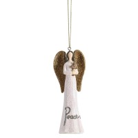 12pk -Ornament White Gold Glitter Angel Peace - Pack of 12 12pk -Ornament White Gold Glitter Angel Peace - Pack of 12