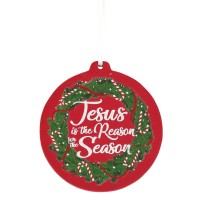 3pk -WOOD ORNAMENT JESUS IS THE REASON - Pack of 3