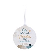 3pk -Wood Ornament Go Tell It On The Mountain - Pack of 3