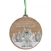 3pk -Ornament Wooden Church Silent Night - Pack of 3