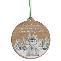 3pk -Ornament Wooden Church Silent Night - Pack of 3 3pk -Ornament Wooden Church Silent Night - Pack of 3