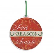 3pk -Ornament Wooden Jesus Is The Reason Red - Pack of 3