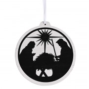 3pk -Ornament Wooden Holy Family Silhouette - Pack of 3
