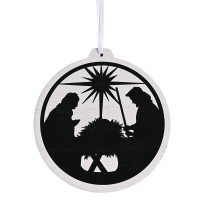 3pk -Ornament Wooden Holy Family Silhouette - Pack of 3 3pk -Ornament Wooden Holy Family Silhouette - Pack of 3