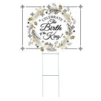 3pk -Yard Sign Celebrate The Birth PVC - Pack of 3