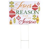 3pk -Yard Sign Jesus Is The Reason With Stake - Pack of 3
