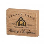 2pk -Stable Born Merry Chmas 4x3 Wood Plaque - (Pack of 2) 2pk -Stable Born Merry Chmas 4x3 Wood Plaque - (Pack of 2)