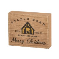 2pk -Stable Born Merry Chmas 4x3 Wood Plaque - (Pack of 2)