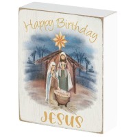 2pk -TABLETOP PLAQUE HAPPY BIRTHDAY JESUS - (Pack of 2)