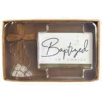 2pk -Cross Figurine With Baptized Card - (Pack of 2)
