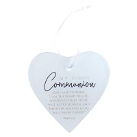 3pk -Glass Heart Ornament First Communion - Pack of 3