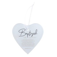 3pk -Glass Heart Ornament Baptism - Pack of 3