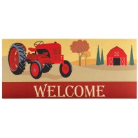 2pk -Doormat Insert Welcome Red Tractor - (Pack of 2)