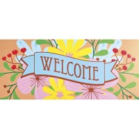 2pk -Doormat Insert Flowers Welcome - (Pack of 2)