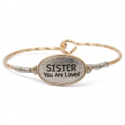 3pk -SISTER Bracelet Oval Metal - Pack of 3 3pk -SISTER Bracelet Oval Metal - Pack of 3