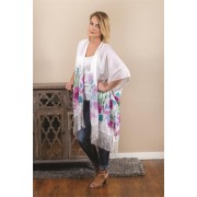 Women's Sheer Kimono With Fringe