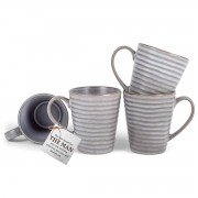 Ceramic Mugs (4Pk) General Grey Ribbed - Pack of 4 Ceramic Mugs (4Pk) General Grey Ribbed - Pack of 4