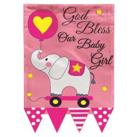 2pk -Flag God Bless Our Baby Girl 13x18 - (Pack of 2)