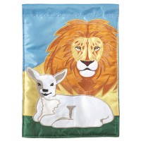 2pk -Flag Lion Lamb Polyester 13x18 - (Pack of 2)