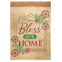 2pk -Flag God Bless Our Home Burlap 13x18 - (Pack of 2)