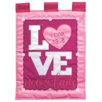 2pk -Flag Love Never Fails 1Cor. 13:8 13x18 - (Pack of 2)