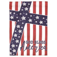 2pk -Flag God Bless America Cross 13x18 - (Pack of 2)